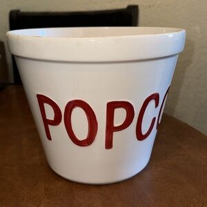 Ceramic Red and White Popcorn Bowl
